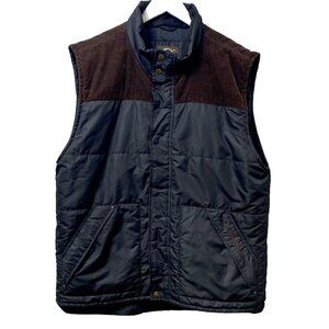 Timberland Mens Vest Size Large Black Brown Corduroy Outdoors -Broken Zipper